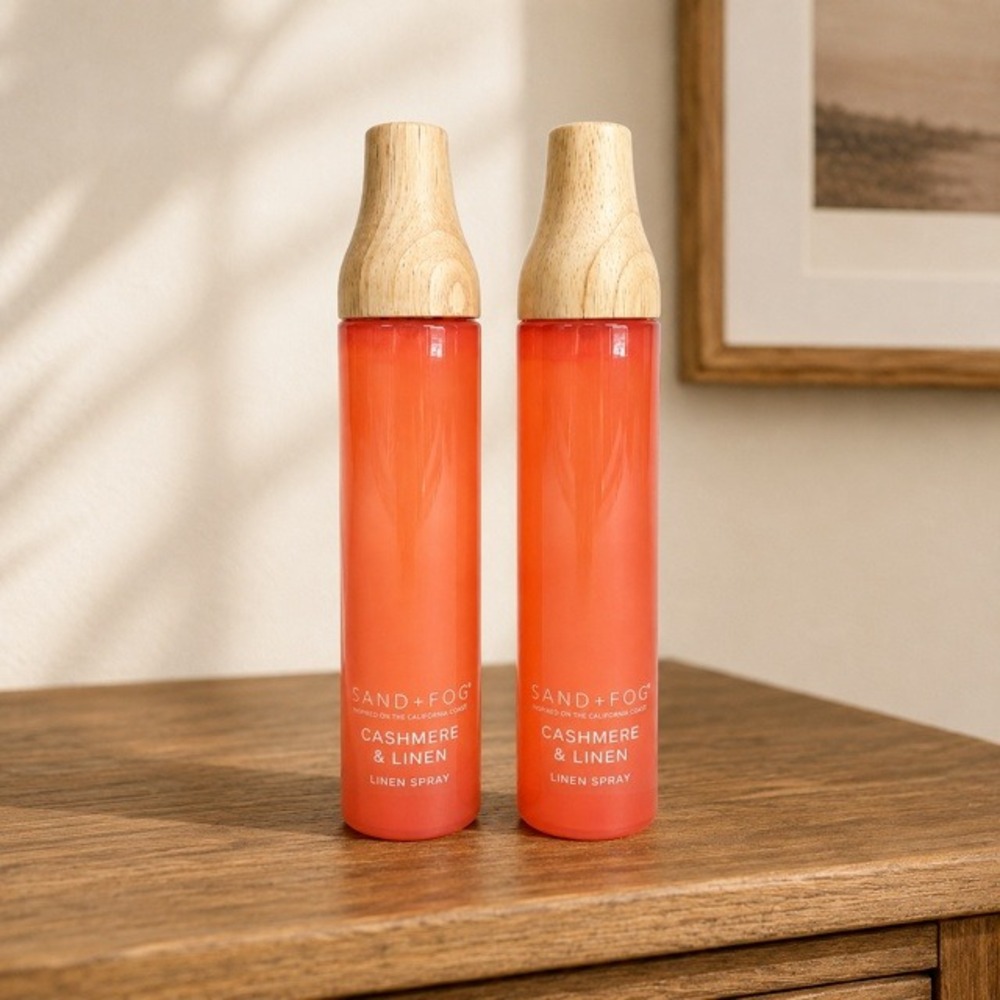 Sand + Fog Cashmere & Linen Room Spray Set 2 Glass Bottles‎ 3.4oz New